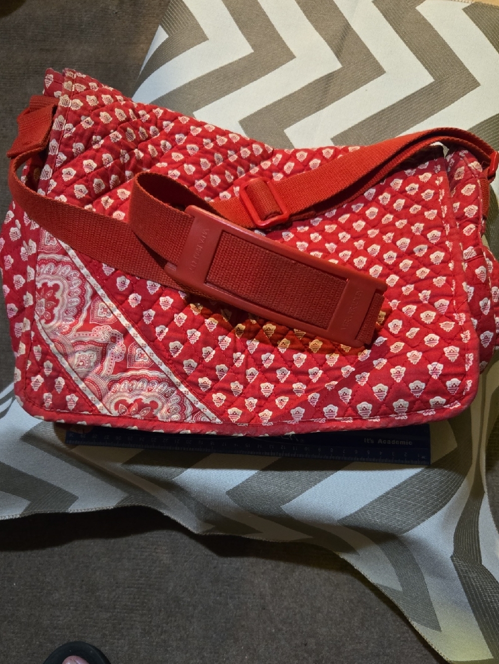 Vera Bradley Red Quilted Crossbody with Paisley Accent